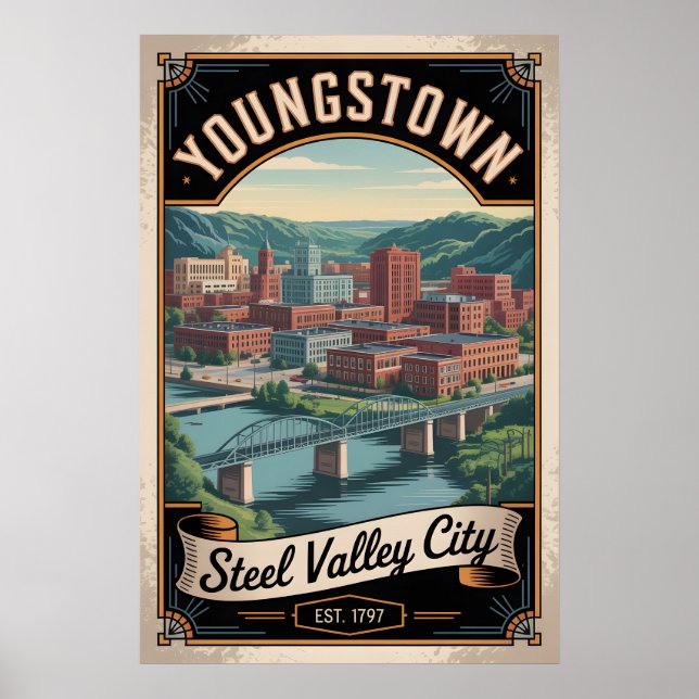 Affiche Voyage Rétro à Youngstown Ohio (Devant)