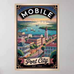 Affiche Voyage Rétro Mobile Alabama