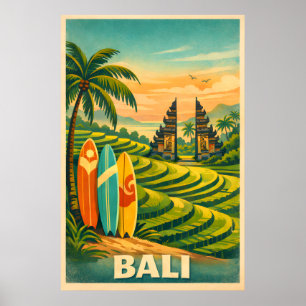 Affiche Voyage Rétro Tropical à Bali