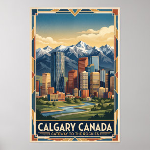 Affiche Voyage Rétro Vintage Calgary Canada