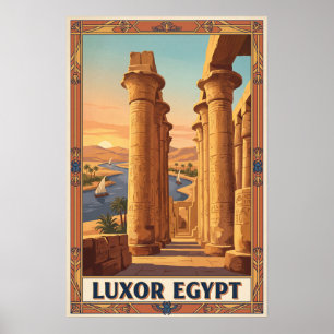 Affiche Voyage rétro vintage Louxor Égypte