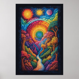 Affiche Voyage Spiral Cosmique : Une vision Psychédélique