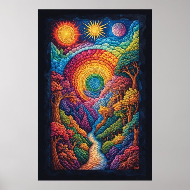 Affiche Voyage Spiral Cosmique : Une vision Psychédélique (Devant)