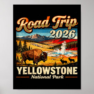 Affiche Voyage sur la route 2026 parc national de yellowst
