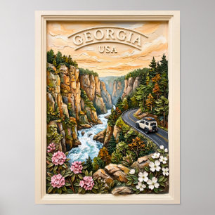 Affiche Voyage sur la route de Géorgie aux États-Unis Text