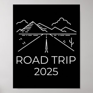Affiche Voyage sur la route Souvenir 2025 Campeur Randonné