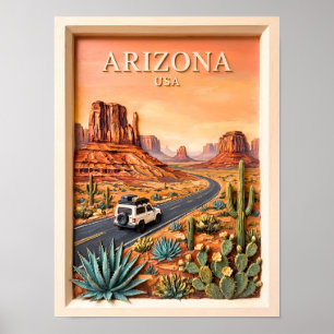 Affiche Voyage sur la route vintage de l'Arizona Monument 