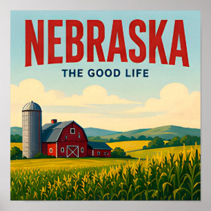 Affiche Voyage sur les Grandes Plaines du Nebraska et les