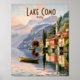 Affiche Voyage sur mesure au lac de Côme Italie aquarelle