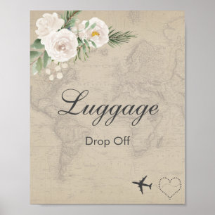 Affiche Voyage thème nuptiale douche bagage Départ