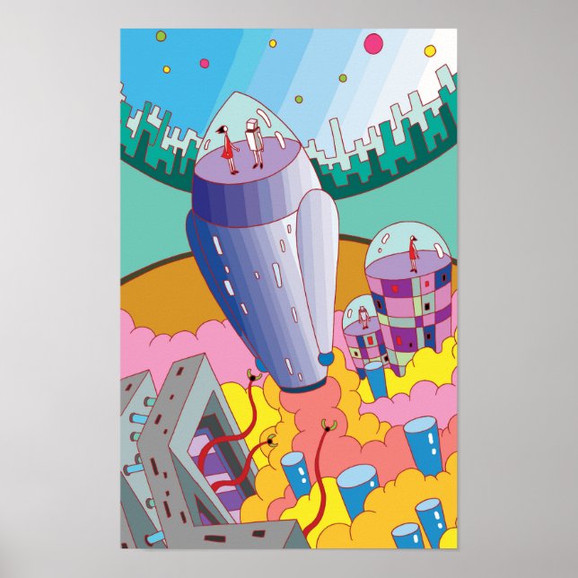 Affiche Voyage vers un monde fantastique par fusée. (Devant)