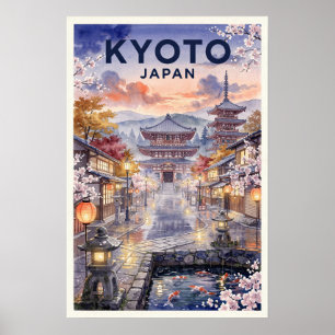 Affiche Voyage Vintage à Kyoto Japon
