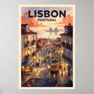 Affiche Voyage vintage à Lisbonne Portugal