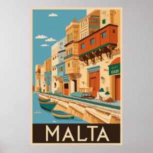 Affiche Voyage vintage à Malte
