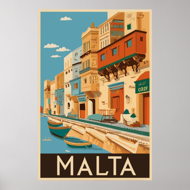 Affiche Voyage vintage à Malte (Devant)