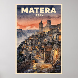Affiche Voyage vintage à Matera Italie