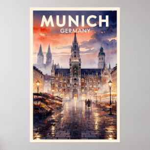 Affiche Voyage vintage à Munich en Allemagne