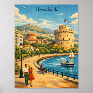 Affiche Voyage vintage à Thessalonique Grèce