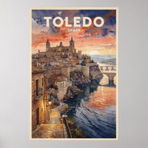 Affiche Voyage Vintage à Tolède Espagne