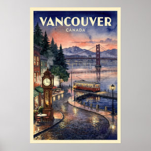 Affiche Voyage vintage à Vancouver Canada
