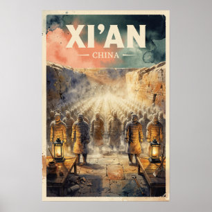 Affiche Voyage vintage à Xi'an, Chine