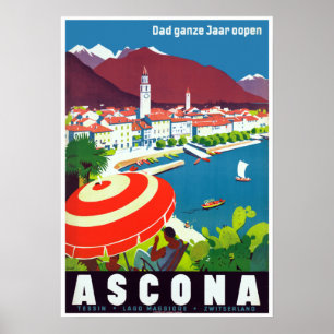 Affiche Voyage Vintage Ascona Suisse