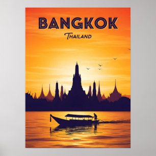 Affiche Voyage vintage Bangkok Thaïlande
