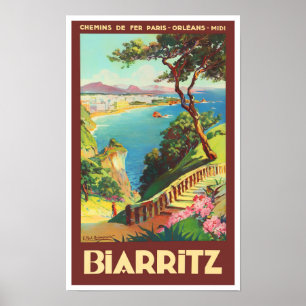 Affiche Voyage vintage Biarritz France