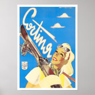 Affiche Voyage vintage Cortina Italie