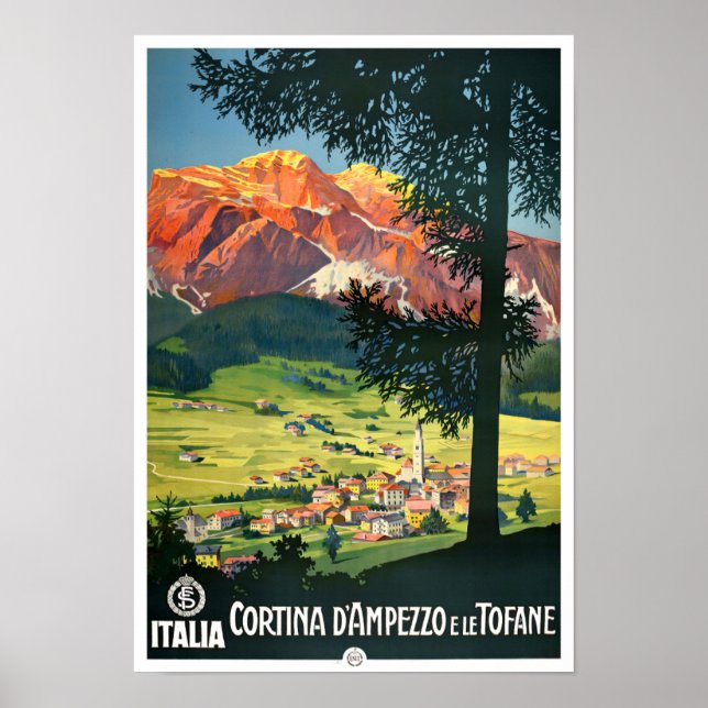 Affiche Voyage vintage Cortina Italie (Devant)