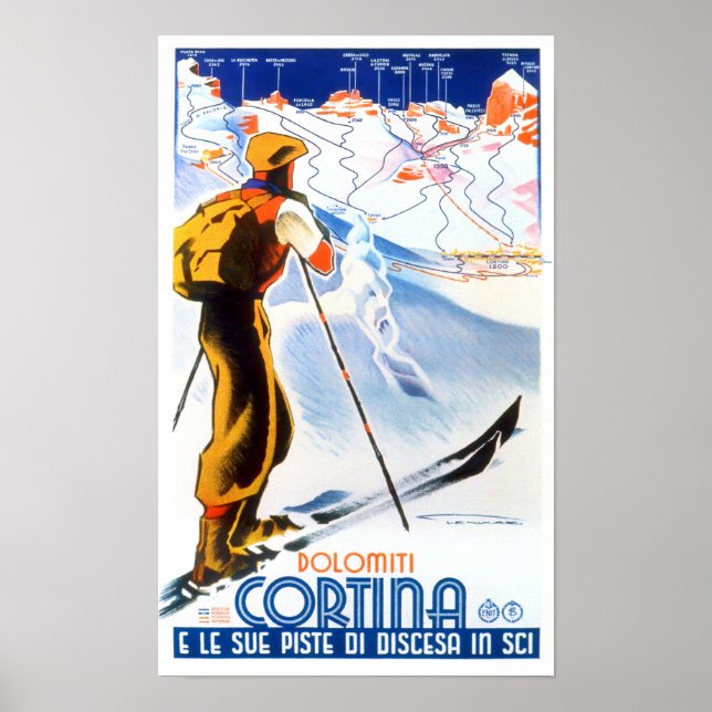 Affiche Voyage vintage Cortina Italie (Devant)