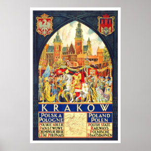 Affiche Voyage vintage, Cracovie