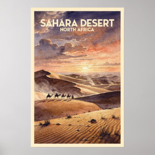 Affiche Voyage vintage dans le désert du Sahara