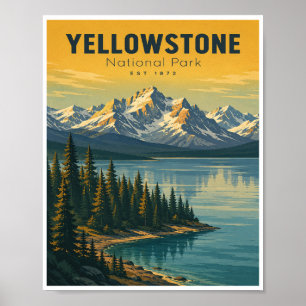 Affiche Voyage vintage dans le parc national de Yellowston