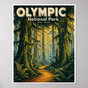Affiche Voyage vintage dans le parc national Olympique