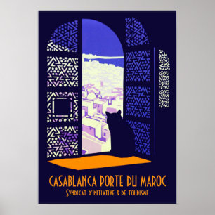 Affiche Voyage vintage de Casablanca porte du Maroc CC0717