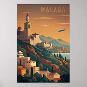 Affiche Voyage vintage de Malaga Espagne