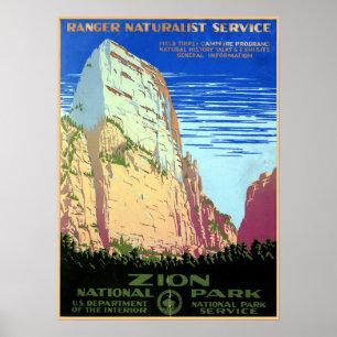 Affiche Voyage vintage de parc national de Zion