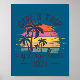 Affiche Voyage Vintage des Filles à la Plage de Key Largo
