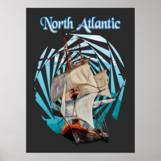 Affiche Voyage vintage en Atlantique Nord