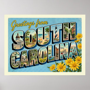 Affiche Voyage Vintage en Caroline du Sud