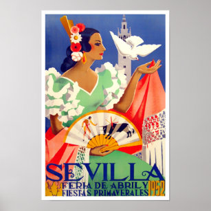 Affiche Voyage vintage Feria de Sevilla 1952