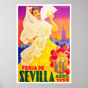 Affiche Voyage vintage Feria de Sevilla 1955