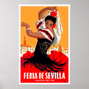 Affiche Voyage vintage Feria de Sevilla 1959