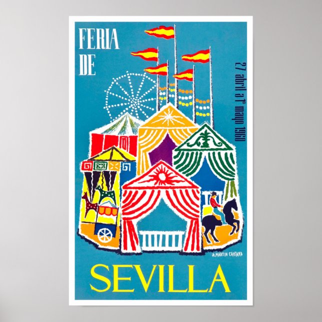 Affiche Voyage vintage Feria de Sevilla 1960 (Devant)