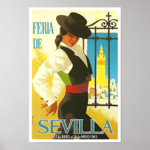 Affiche Voyage vintage Feria de Sevilla 1965