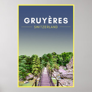 Affiche Voyage Vintage Gruyeres Suisse