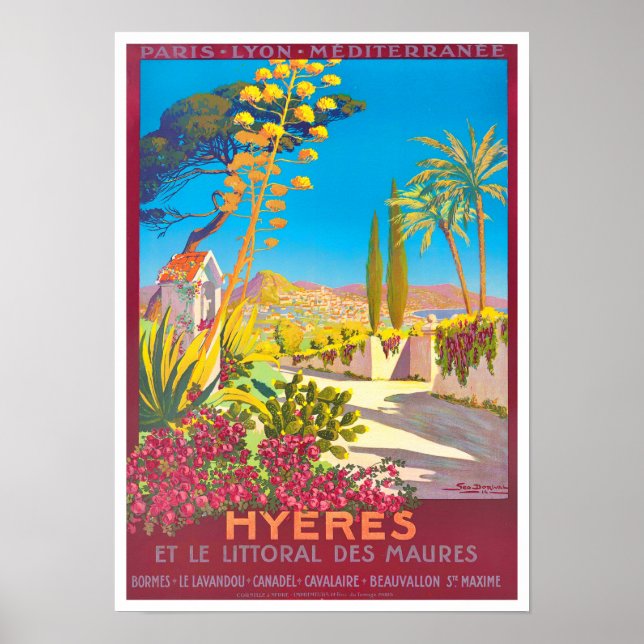 Affiche Voyage vintage Hyères France (Devant)