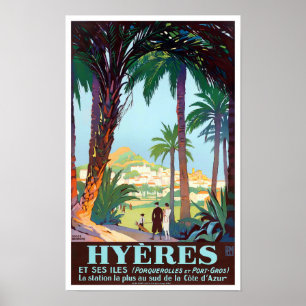 Affiche Voyage vintage Hyères France