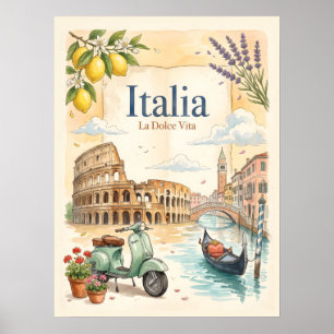 Affiche Voyage Vintage Italie
